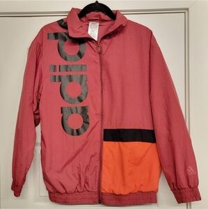 Adidas Bold Multi Sport Burgundy Red & Orange Track Jacket Oversized Windbreaker